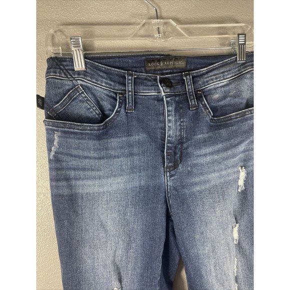 Rock & Republic Women's Skinny Jeans - Distressed Embellished - Size 6 - Picture 2 of 8